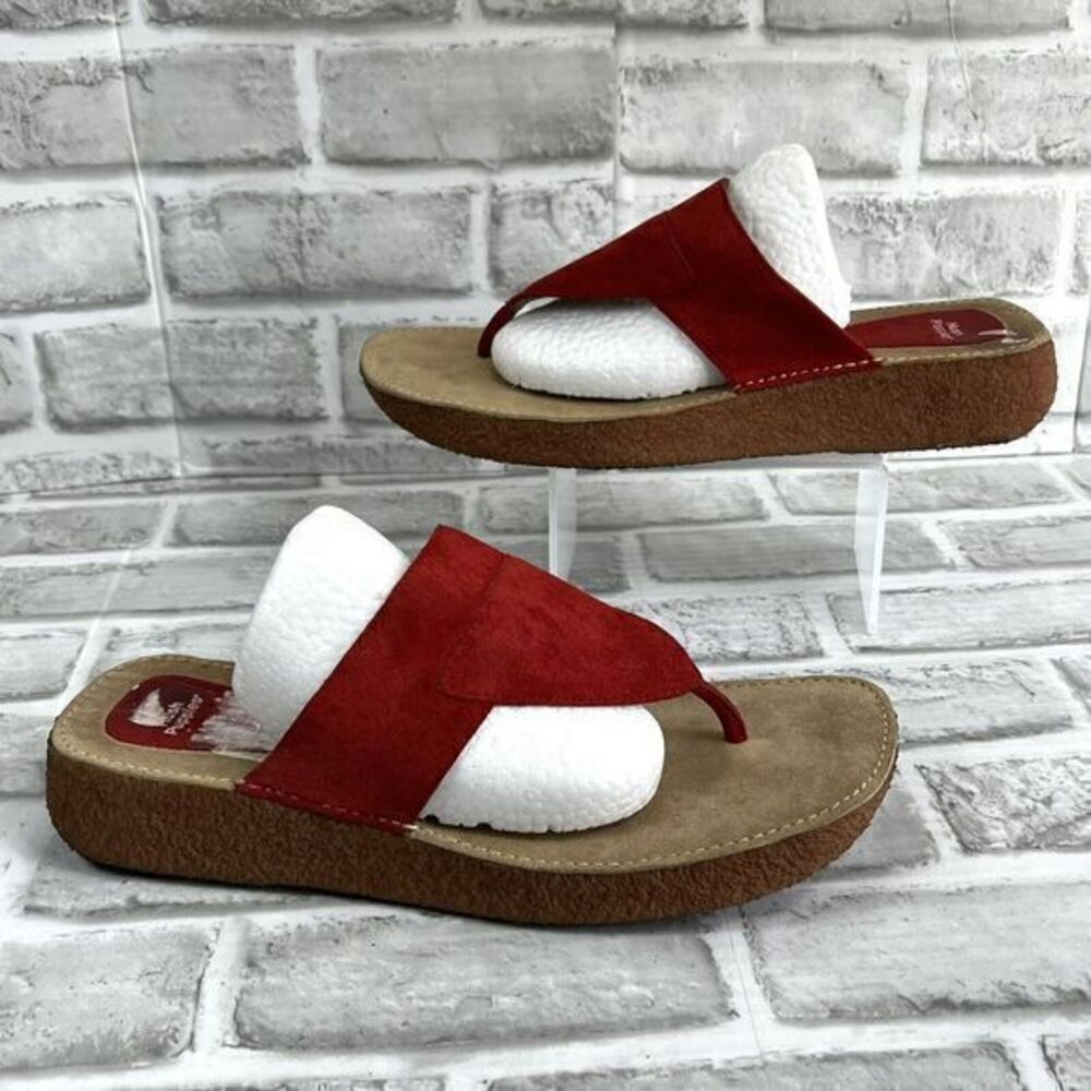 Hush Puppies Red Suede Thong Sandals